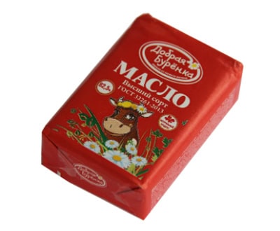 Масло сливочное Любительское 80% Добрая Бурёнка 180г фольга — оптом дистрибьютор