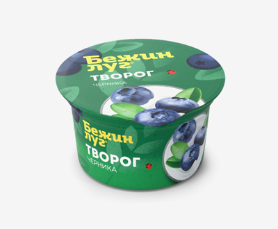Творог мягкий «Бежин луг» с черникой 4,2% оптом — стакан 130 г