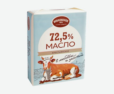 Масло сладко-сливочное Крестьянское 72,5% Внуковское 180г — оптом