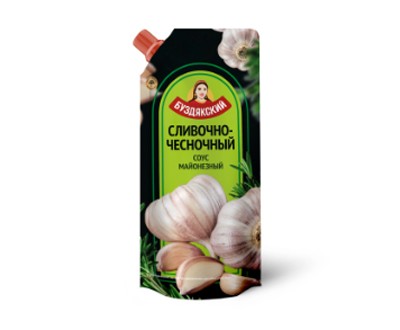 Соус сливочно-чесночный майонезный Буздякский комбинат 190 г дой-пак — оптом дистрибьютор