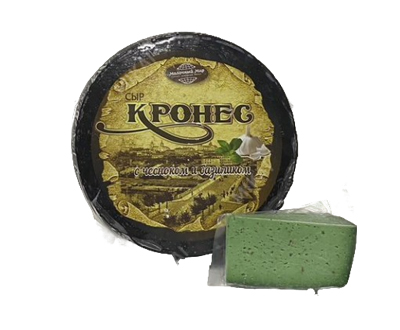 Сыр Кронес с чесноком и базиликом 45% голова 8кг — купить белорусский сыр оптом