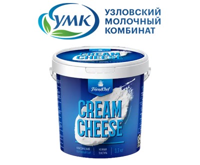 Творожный сыр Cream Cheese Узловский МК 71% жирности 3,3 кг весовой оптом для роллов и чизкейков