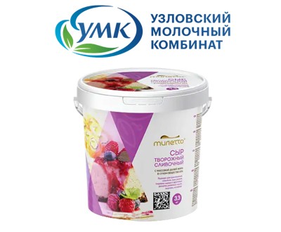 Творожный сливочный сыр Милетто 62% жирности 3,3 кг в ведре оптом — для кондитерских и ресторанов