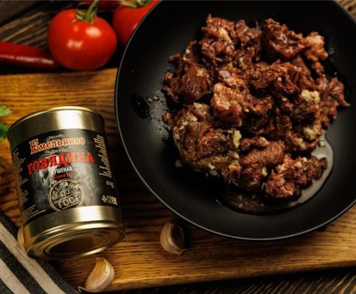 Тушенка из говядины высшего сорта Емельянов 338г ГОСТ 32125-2013 — мясные консервы оптом, официальный дистрибьютор