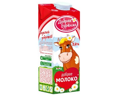 Молоко ультрапастеризованное Добрая Бурёнка 3,2% TBA Edge 950 г — оптом дистрибьютор