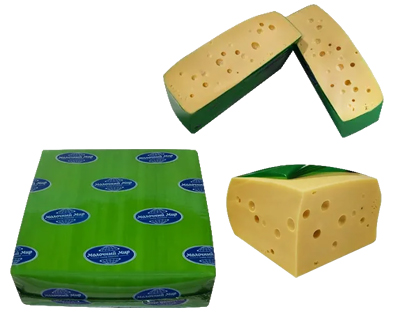 Сыр Маасдам 45% квадратный блок 6,5кг — твёрдый белорусский сыр оптом