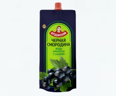 Чёрная смородина протёртая с сахаром 280 г дой-пак — оптом Буздякский комбинат