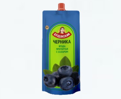Черника протёртая с сахаром 280 г дой-пак — купить оптом дистрибьютор МО Рязань Тула