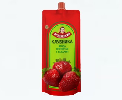 Клубника протёртая с сахаром 280 г дой-пак — Буздякский консервный комбинат, оптом дистрибьютор