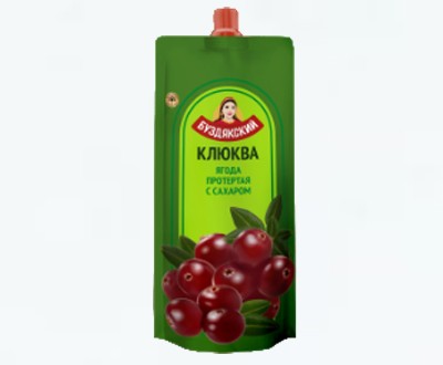 Клюква протёртая с сахаром 280 г дой-пак — Буздякский консервный комбинат оптом