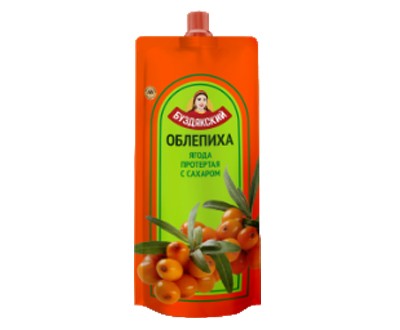 Облепиха протёртая с сахаром 280 г дой-пак — Буздякский комбинат оптом
