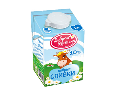 Сливки ультрапастеризованные Добрая Бурёнка 10% TBA 500г — оптом дистрибьютор