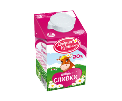 Сливки ультрапастеризованные Добрая Бурёнка 20% TBA 500г — оптом дистрибьютор