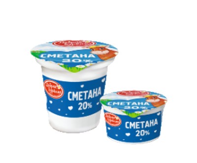 Сметана «Добрая Бурёнка» 20% 180г и 320г стакан — оптом от дистрибьютора