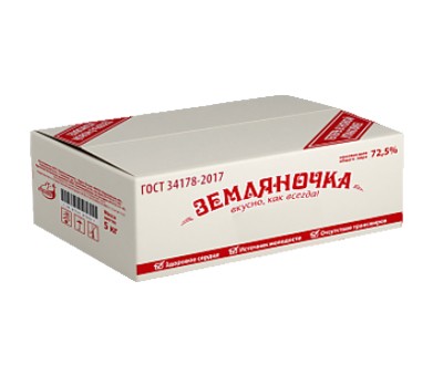 Спред весовой растительно-сливочный ЗемлянскМолоко Земляночка 72,5% жирности молочный жир 35% монолит 5 кг гофрокороб для выпечки