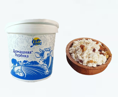 Творожная масса Янино «Домашняя Бурёнка» 23% с изюмом — ведро под запайку, оптовые поставки