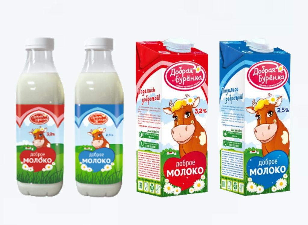 Молоко «Добрая Бурёнка» оптом — пастеризованное и ультрапастеризованное, официальный дистрибьютор