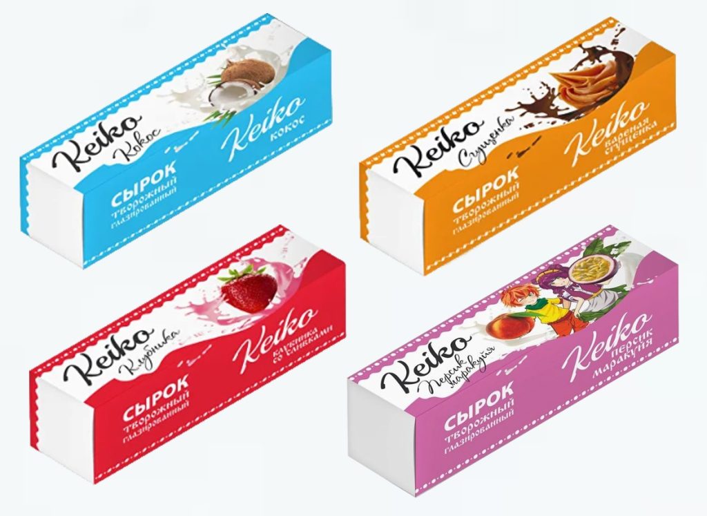 Глазированные сырки Keiko Сыркофф — ваниль, какао, кокос, клубника оптом для магазинов