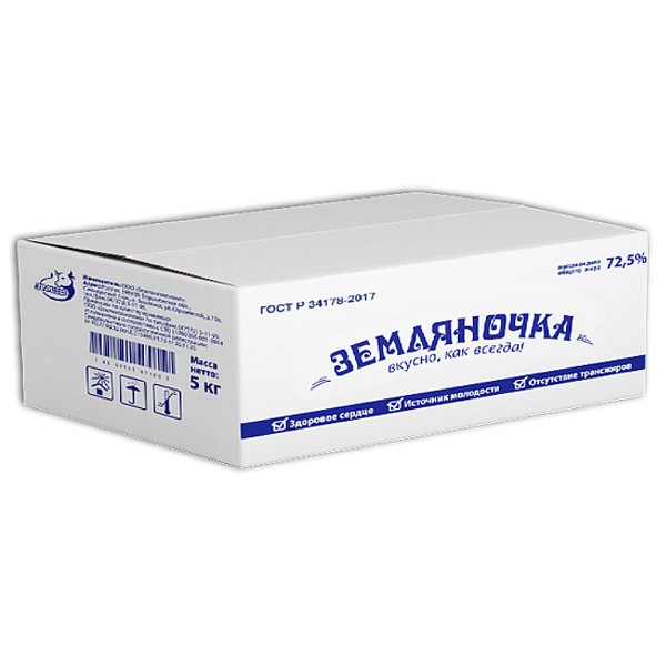 Маргарин мягкий Земляночка Землянскмолоко 72,5% м.ж. 30% 5 кг — оптом