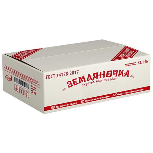 Маргарин мягкий Земляночка Землянскмолоко 72,5% м.ж. 35% 5 кг — оптом