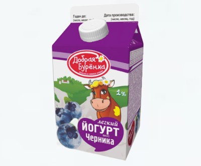 Йогурт Добрая Бурёнка черника 1% Пюр-пак 450г — оптом для магазинов и HoReCa