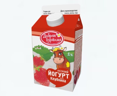 Йогурт Добрая Бурёнка клубника 1% Пюр-пак 450г — купить оптом от официального дистрибьютора