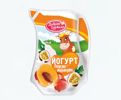 Йогурт Добрая Бурёнка персик-маракуйя 2,5% кувшин 900г — фасованный йогурт оптом