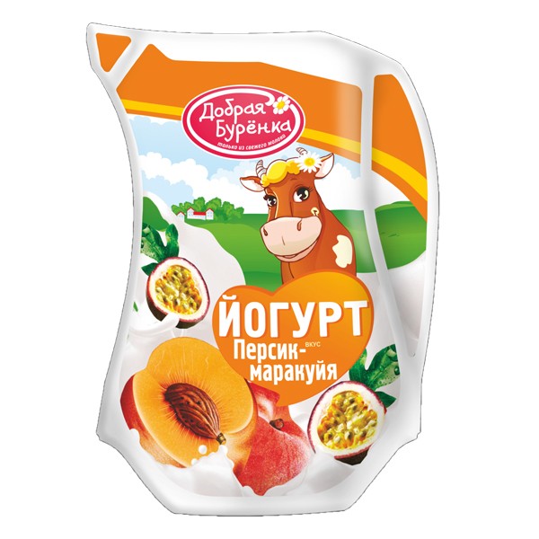 Йогурт питьевой Добрая Бурёнка персик маракуйя 2,5% 900 г — оптом