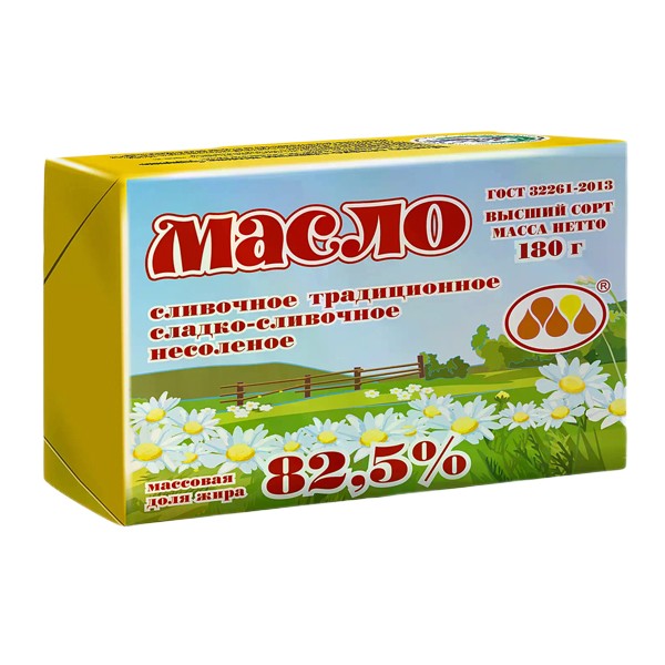Масло сливочное Традиционное ЮКМП ГОСТ 82,5% 180 г — оптом