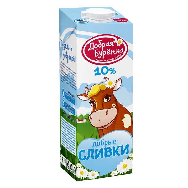Сливки ультрапастеризованные Добрая Бурёнка 10% 950 г — оптом