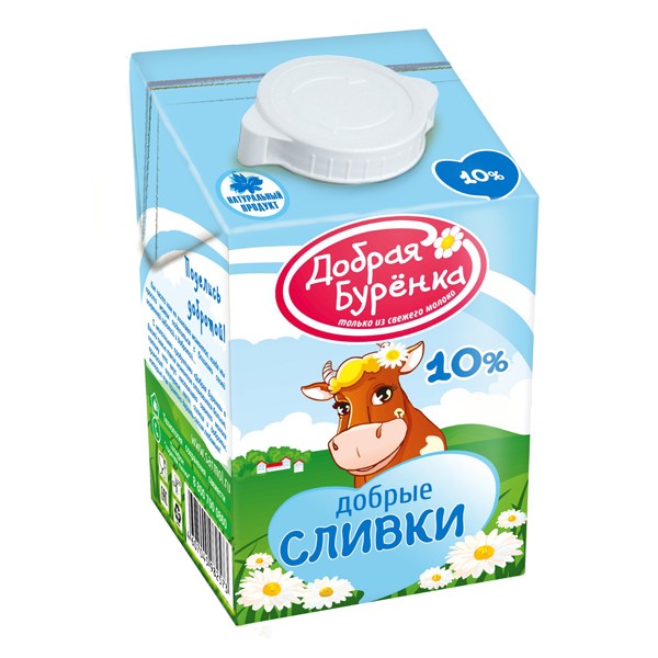 Сливки ультрапастеризованные Добрая Бурёнка 10% 500 г — оптом