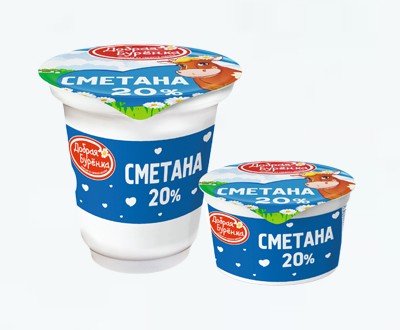 Сметана Добрая Бурёнка 20% стакан 180г и 300г — оптом от официального дистрибьютора