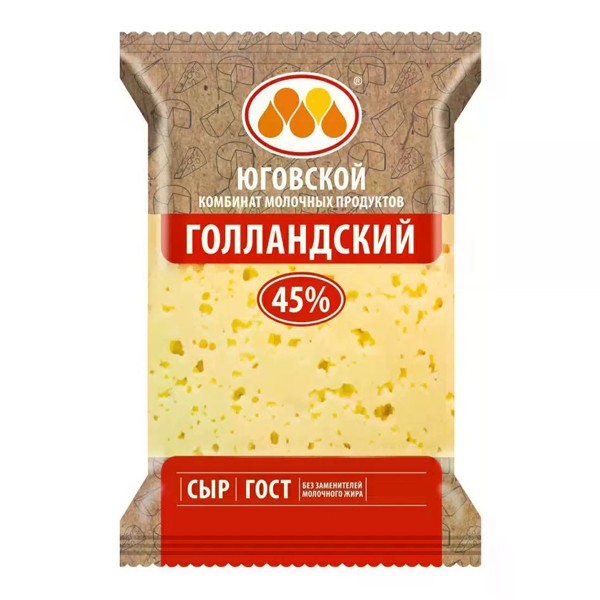 Сыр Голландский ЮКМП ГОСТ 45% 200 г — оптом