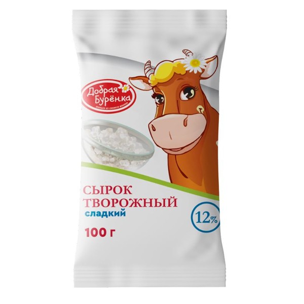 Сырок творожный Добрая Бурёнка сладкий 12% 100 г — оптом